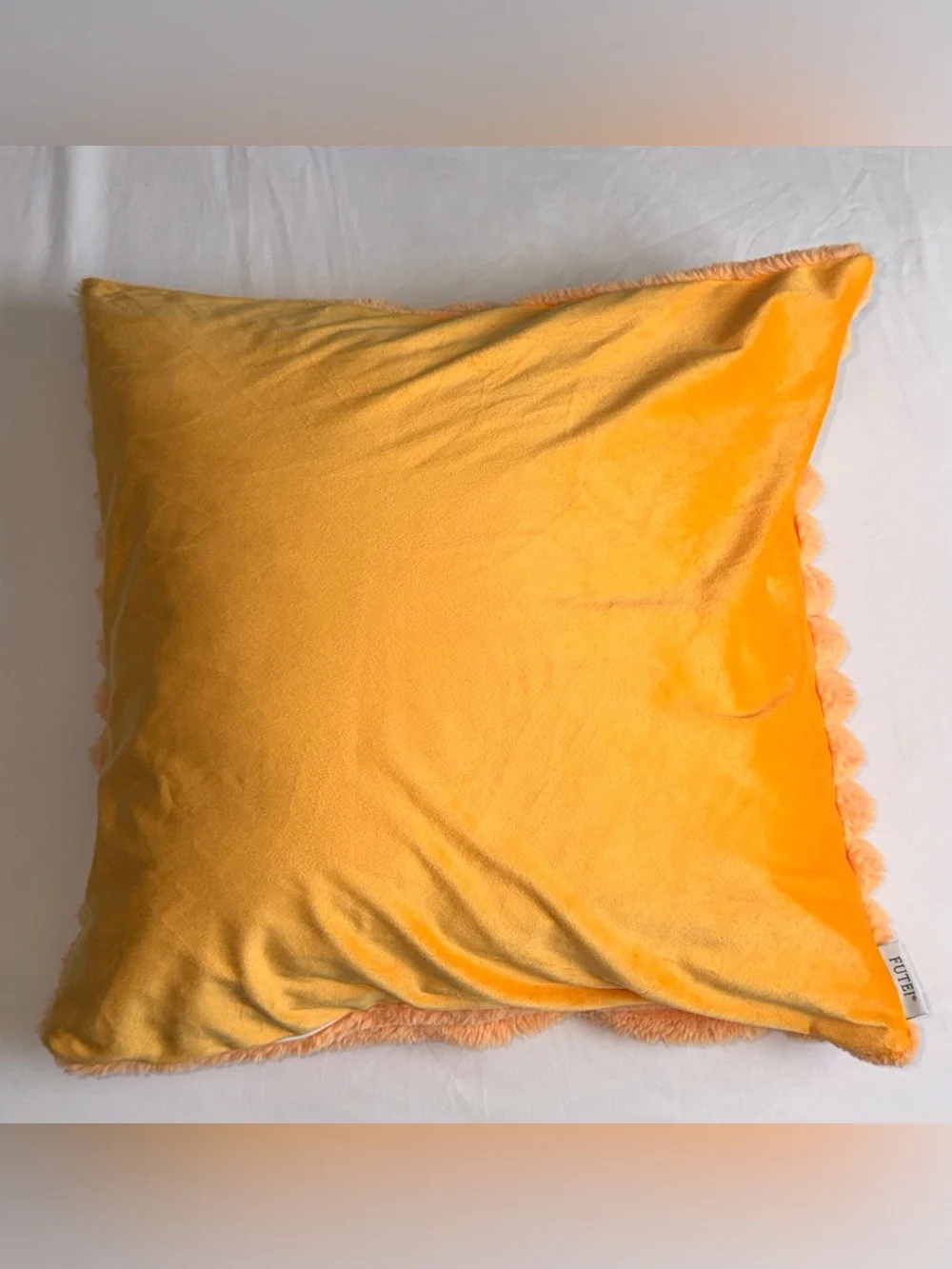 Brand New Orange Throw Fuzzy Faux Rabbit Fur Pillow Retro Y2K Home Bedroom Decor